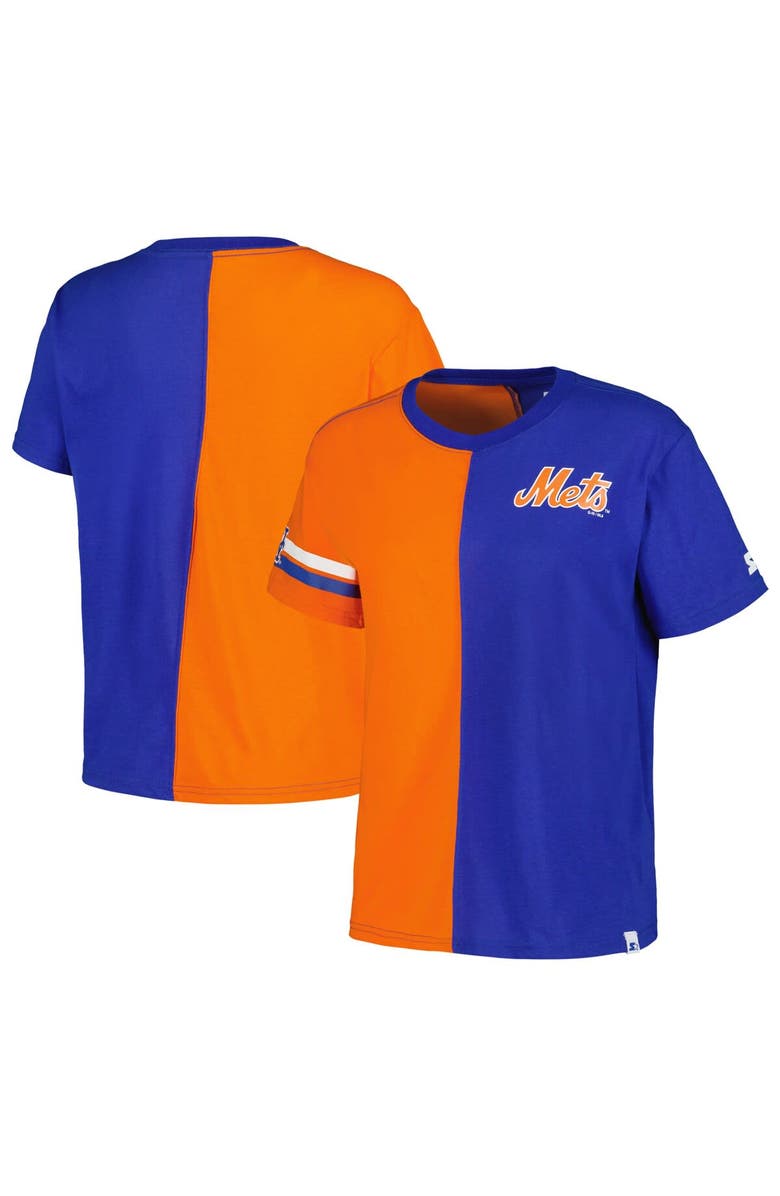 STARTER Women's Starter  Royal/Orange New York Mets Power Move T-Shirt, Alternate, color, 