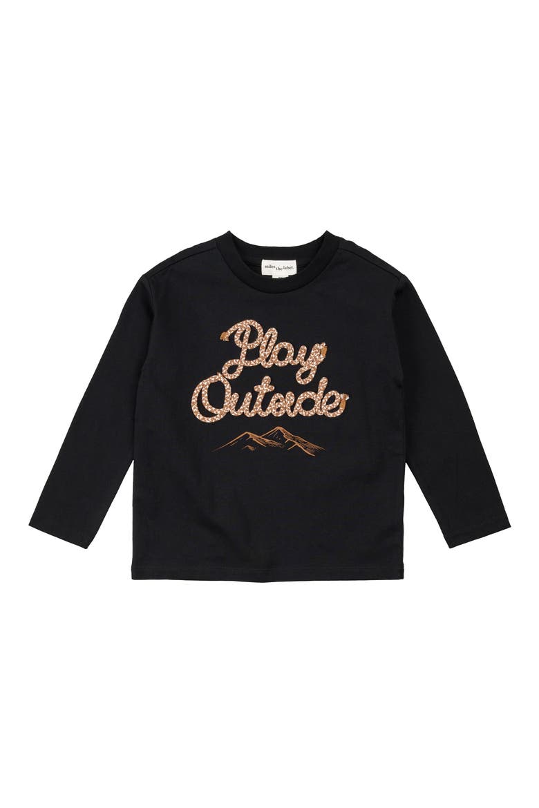 Kids' Play Outside Cord Appliqué Knit Top, Main, color, BLACK