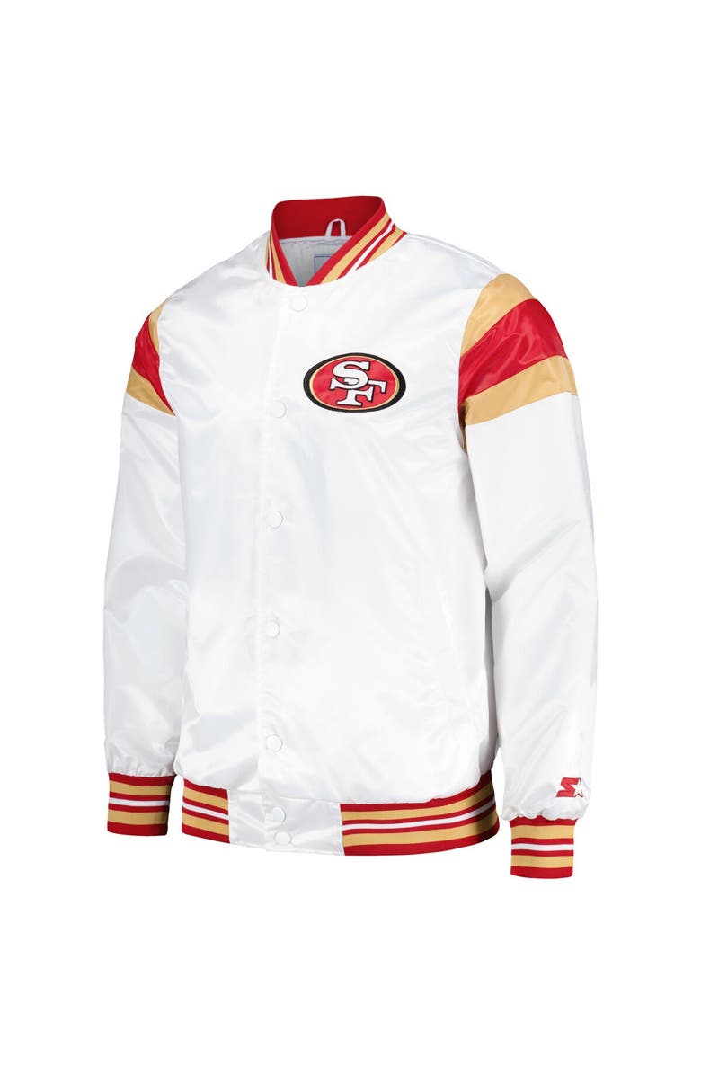 STARTER Men's Starter White San Francisco 49ers Satin Full-Snap Varsity Jacket, Alternate, color,