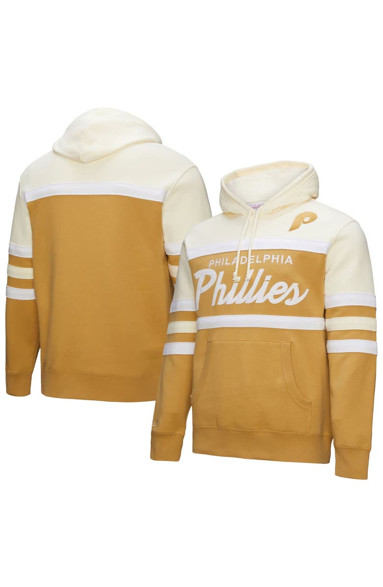 Mitchell & Ness Men's Mitchell & Ness Tan/Cream Philadelphia Phillies Head Coach Pullover Hoodie, Alternate, color, Tan