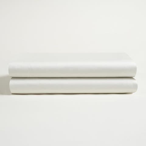 Solid Cotton Sateen 300 Thread Count King Flat Sheet