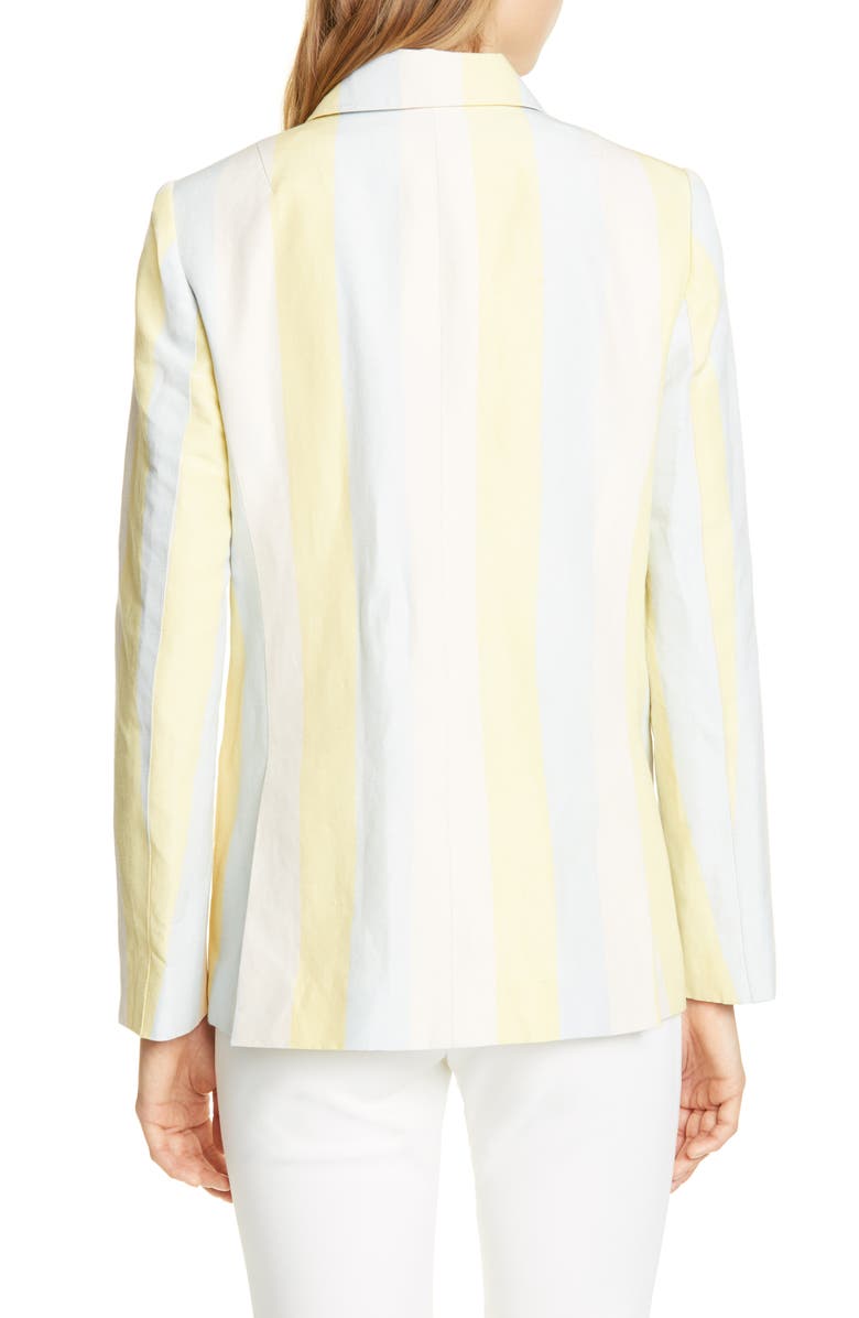 Tory Burch Stripe Silk & Linen Blazer, Alternate, color, 