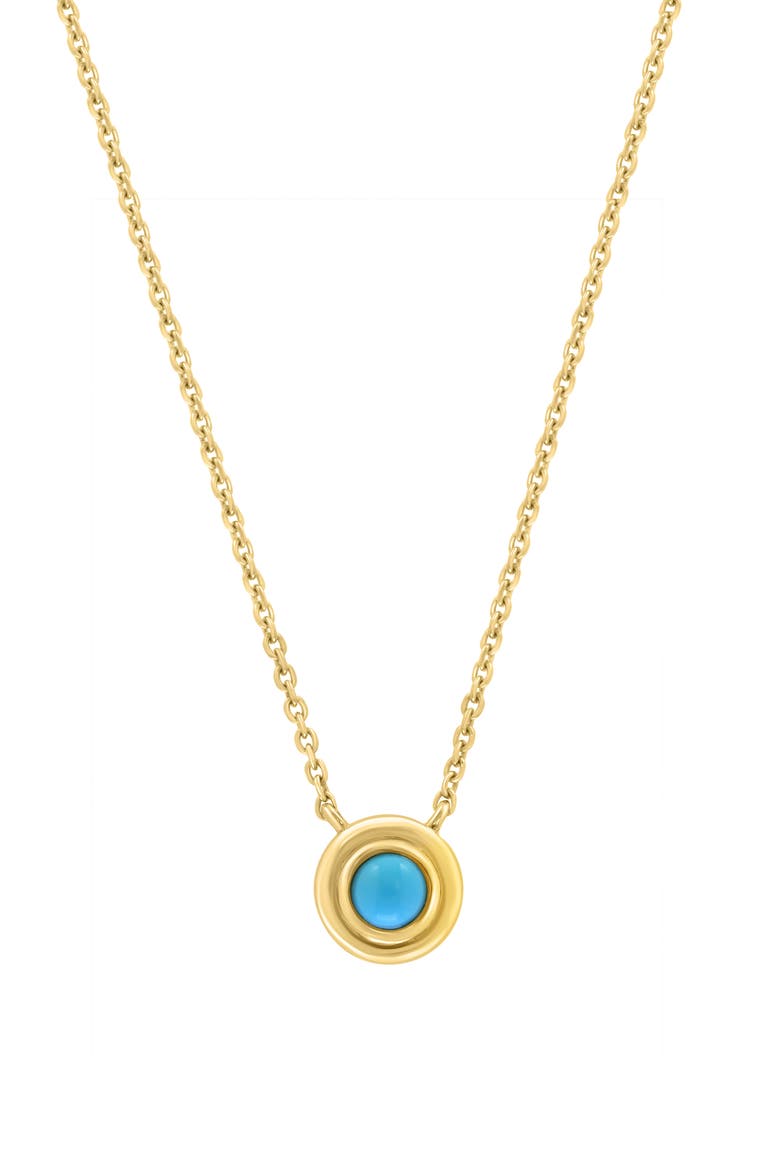 Gold Plated Sterling Silver Turquoise Pendant Necklace, Main, color, BLUE