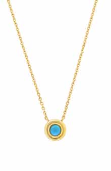 Gold Plated Sterling Silver Turquoise Pendant Necklace