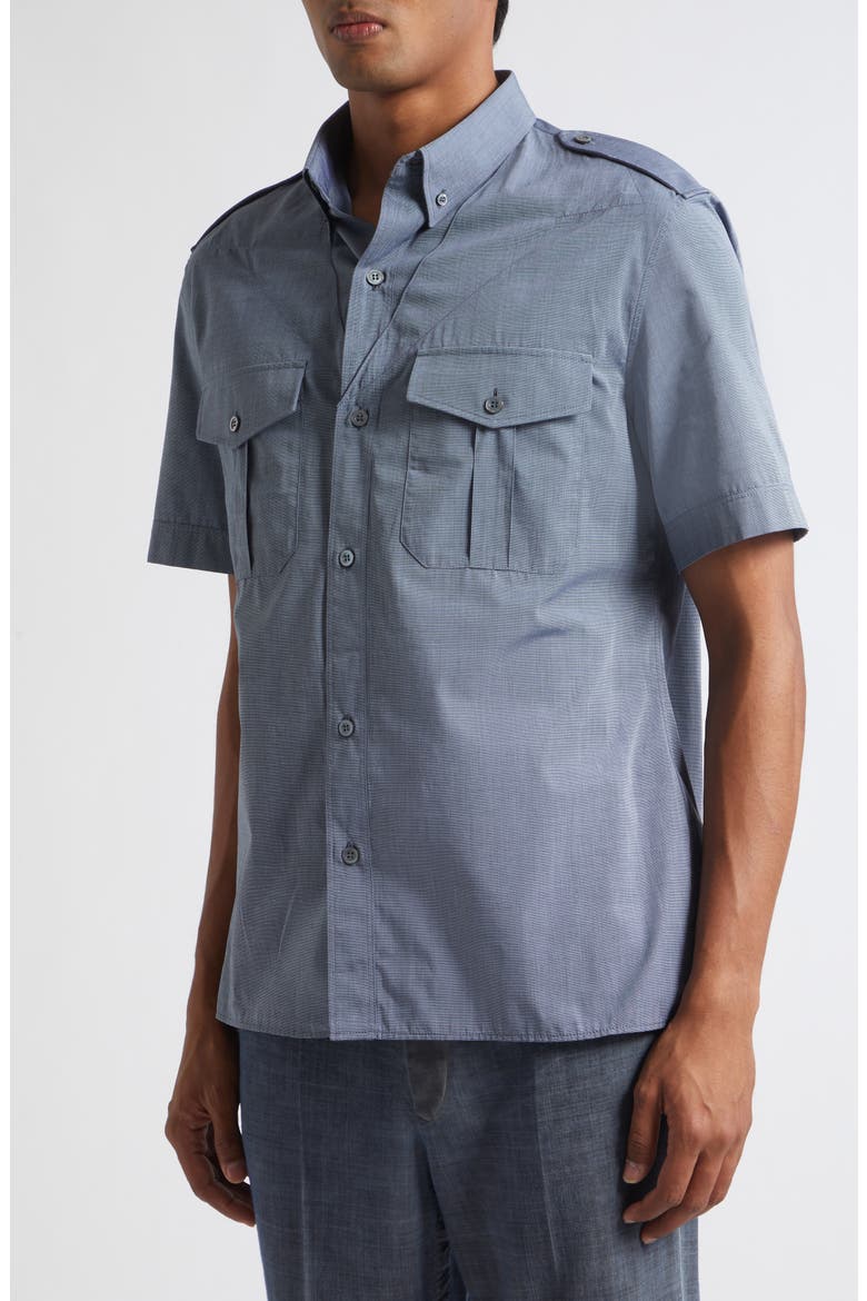Foldable Short Sleeve Button-Down Shirt, Alternate, color, BLUE