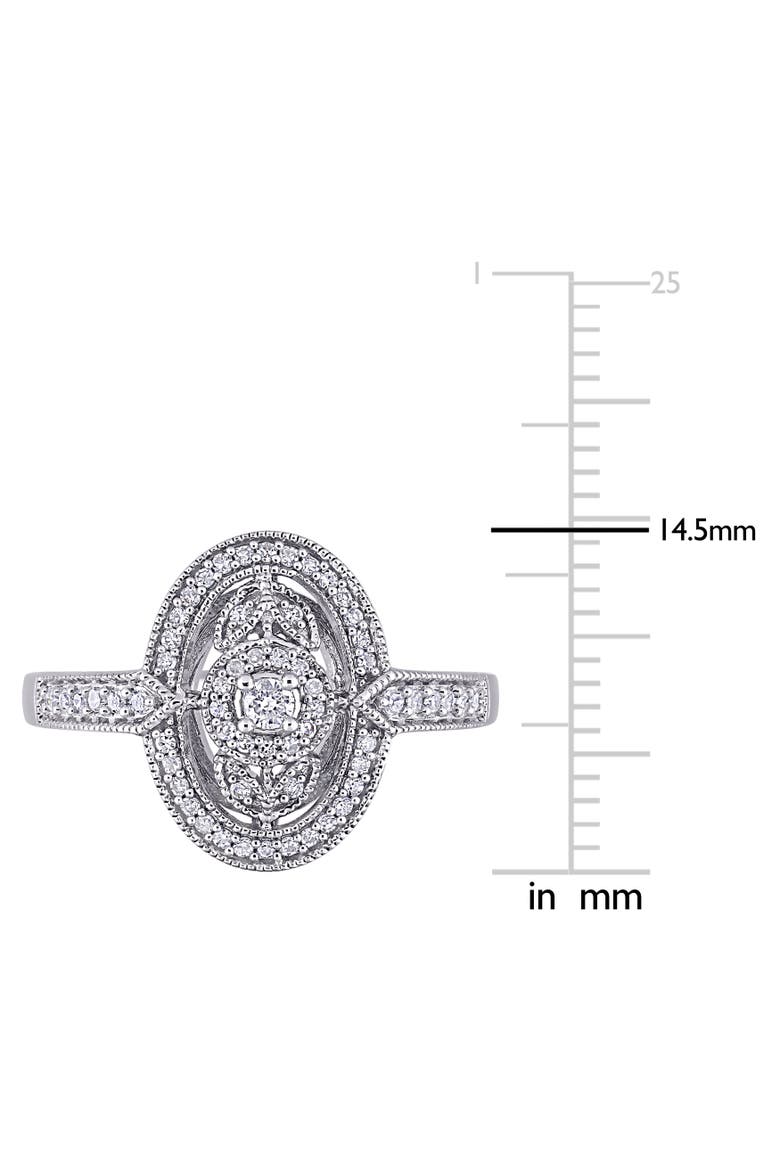 Diamond Vintage Oval Halo Ring, Alternate, color, Sterling Silver