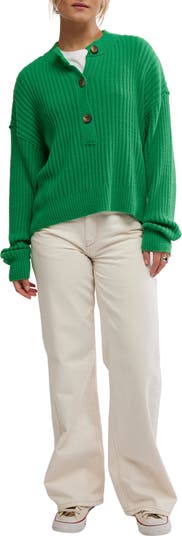 Cocoa Rib Henley Sweater