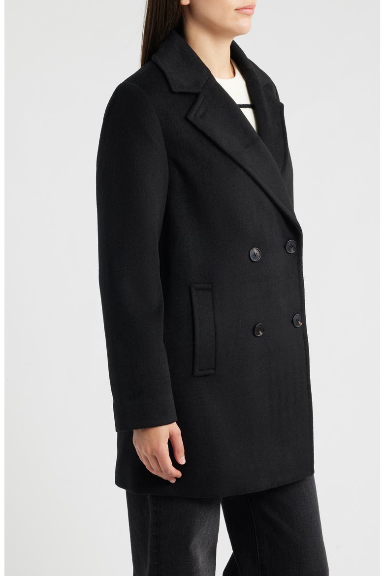 Wool Blend Peacoat, Alternate, color, BLACK