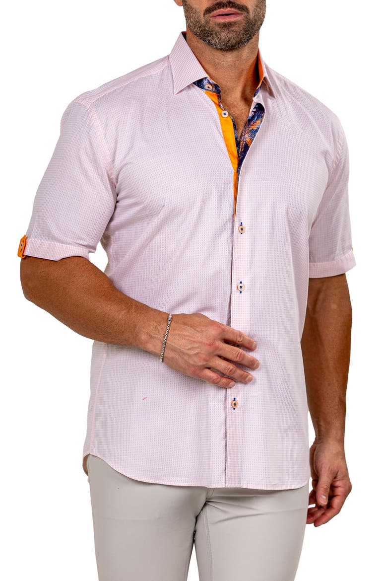 Galileo Marthy Short Sleeve Cotton Button-Up Shirt, Alternate, color, WHITE