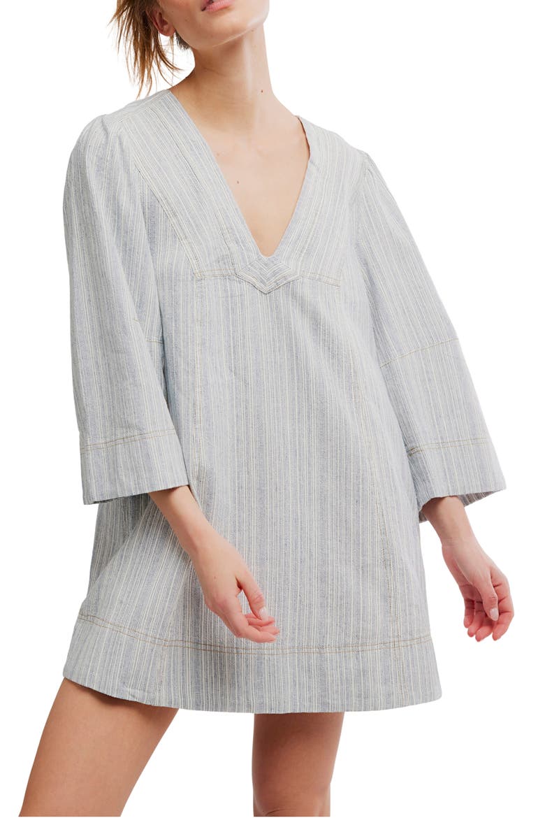 Goldie V-Neck Minidress, Alternate, color, INDIGO COMBO