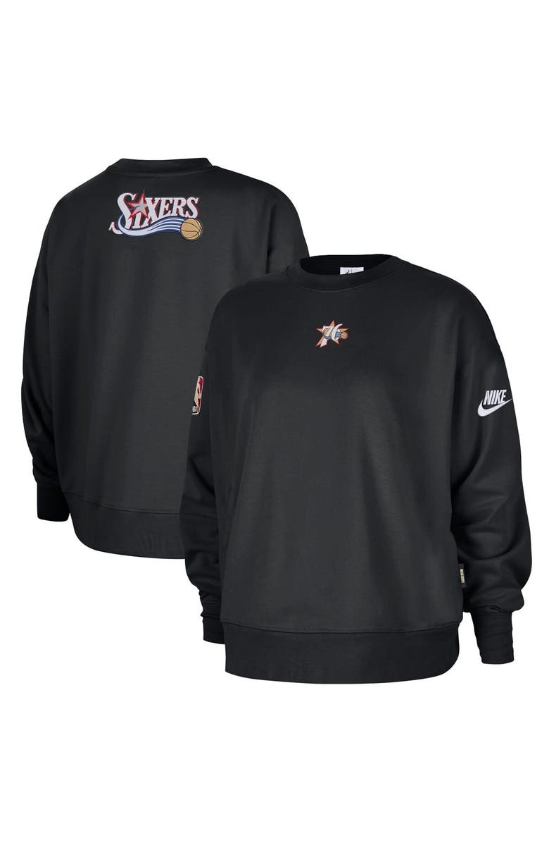 Nike Women's Nike Black Philadelphia 76ers Classic Edition Hardwood Classics Premium Phoenix Fleece Sweatshirt, Main, color, Black