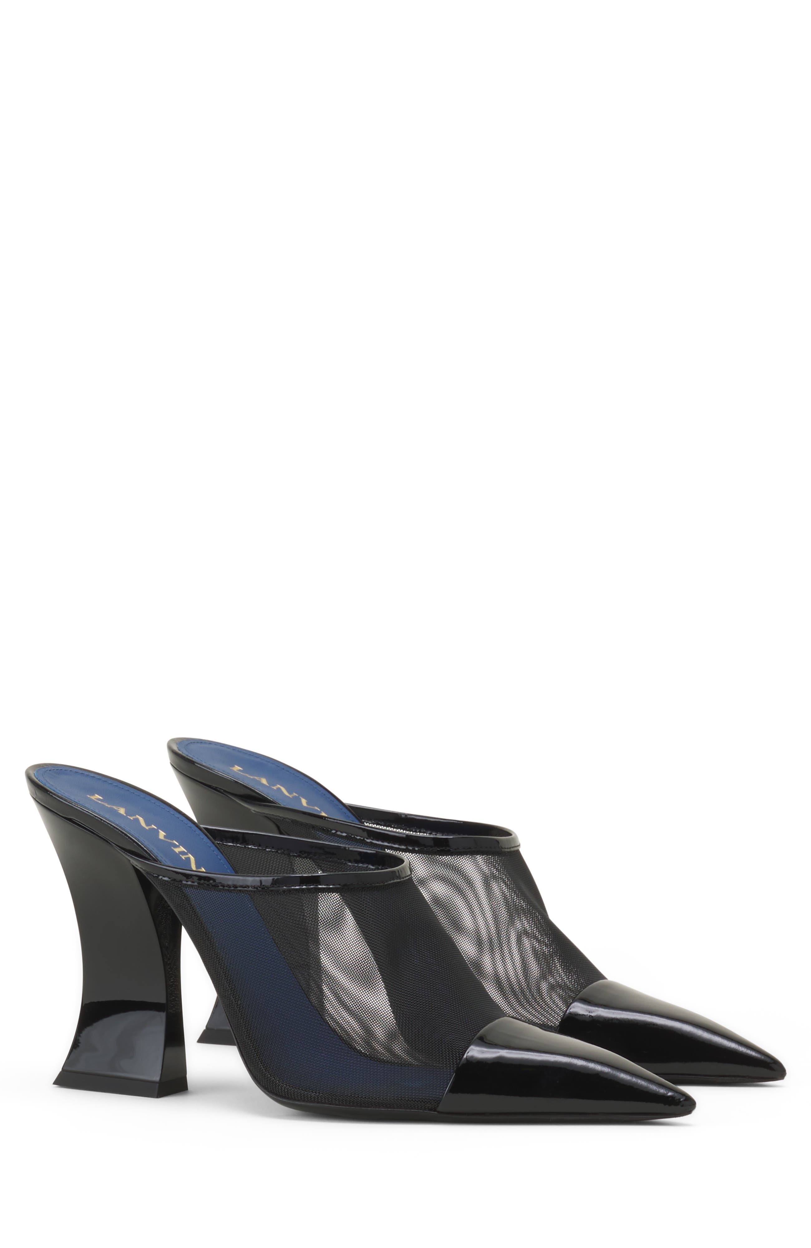 Lanvin Nocturne Mule In Mesh And Patent Leather, Alternate, color, Black