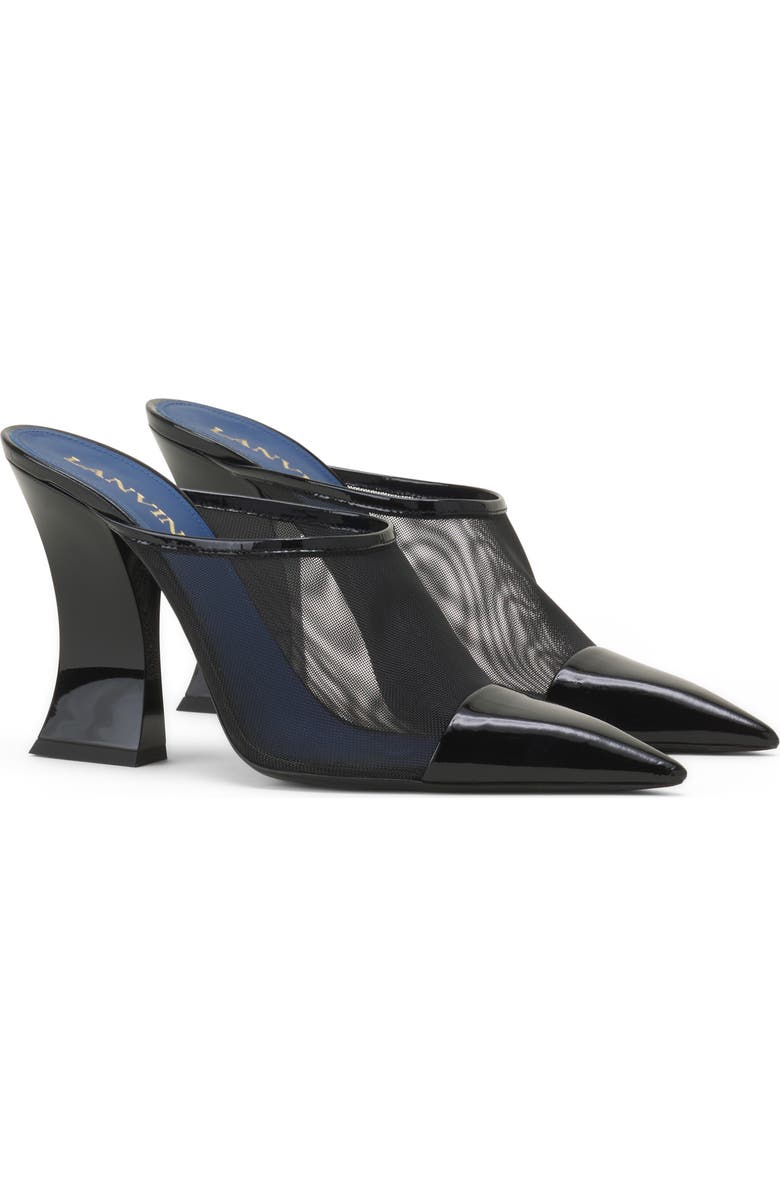 Lanvin Nocturne Mule In Mesh And Patent Leather, Alternate, color, Black