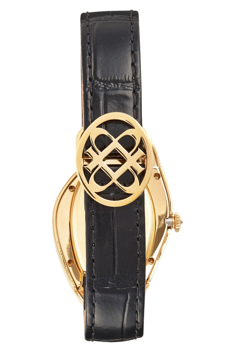 Paradoxe Lab Grown Diamond Leather Strap Watch, 30mm x 44mm, Alternate, color, GILDED FOREST