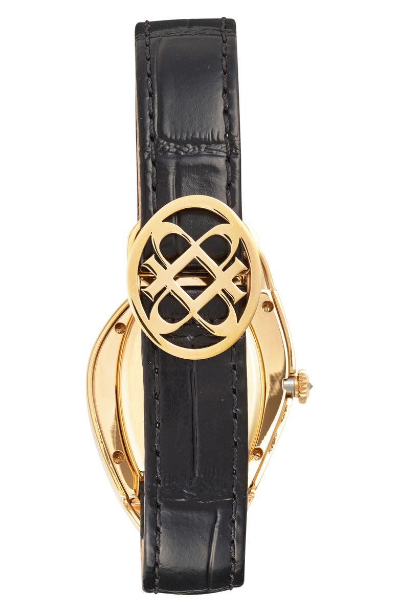 PASCAL Paradoxe Lab Grown Diamond Leather Strap Watch, 30mm x 44mm, Alternate, color, Gilded Forest