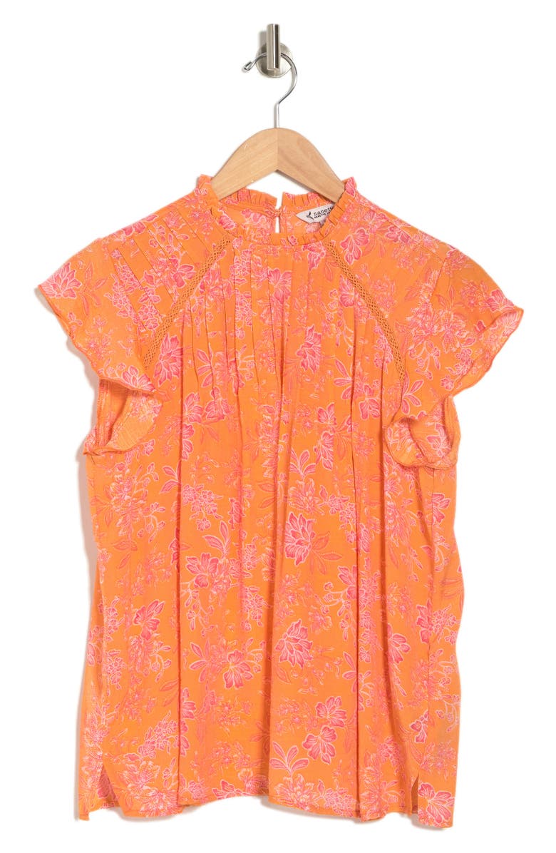Nanette Lepore Floral Print Flutter Sleeve Blouse, Alternate, color, 