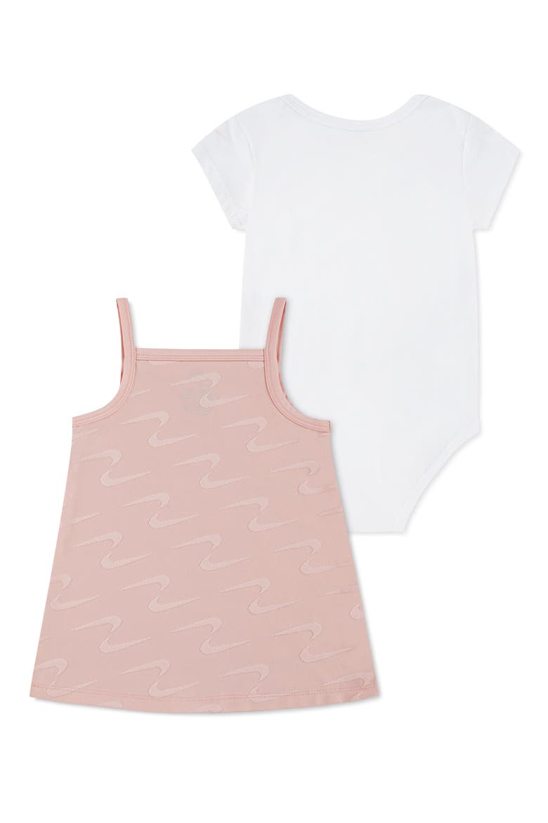 Swoosh Motion Cotton Bodysuit & Dress Set, Alternate, color, ECHO PINK
