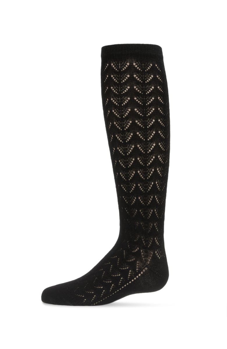 MeMoi Pelerine Cotton Blend Knee High Socks, Main, color, Black