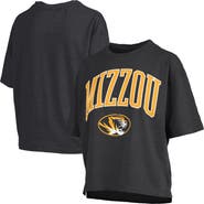 PRESSBOX Women's Pressbox Black Missouri Tigers Nelson Arch Over Logo Waist Length Oversized Slub T-Shirt