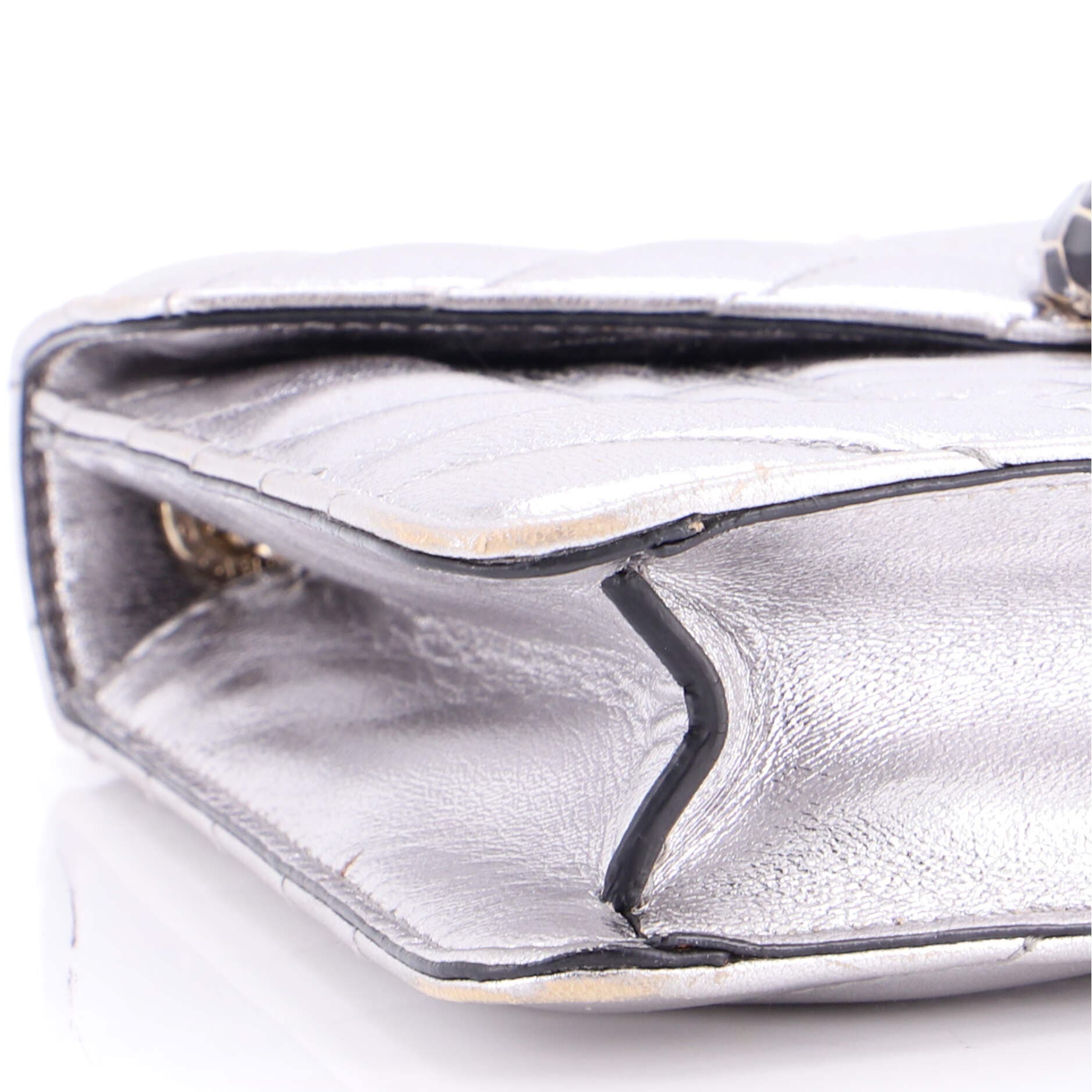Serpenti Forever Square Shoulder Bag Quilted Leather Small, Alternate, color, Metallic Silver