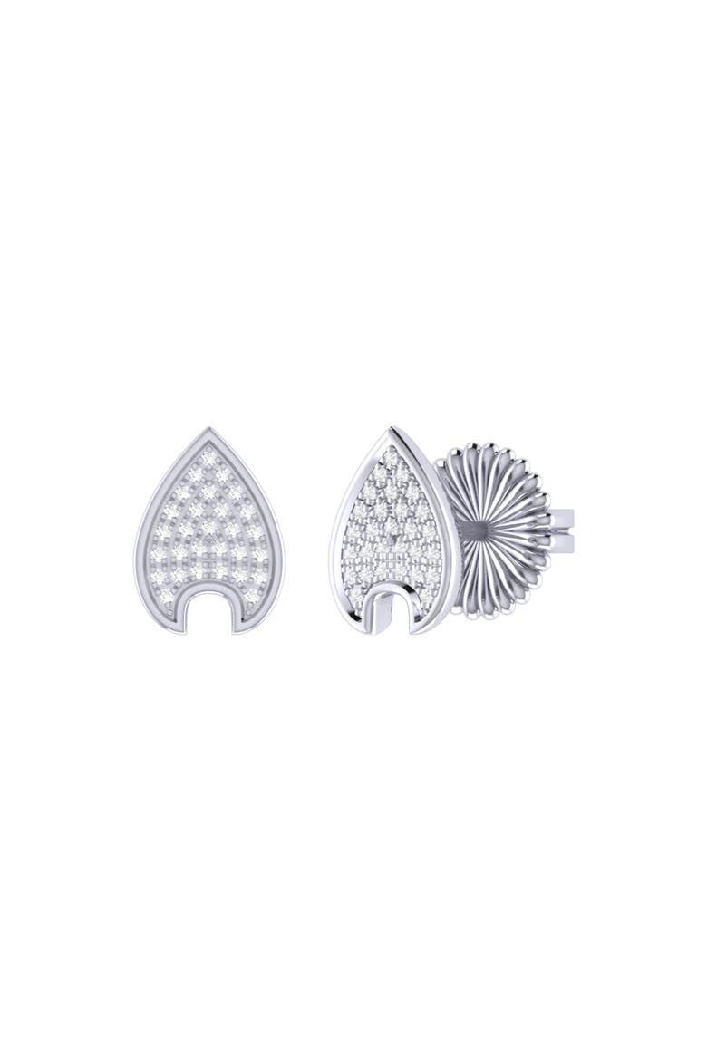 Raindrop Sterling Silver Diamond Stud Earring, Main, color, Silver