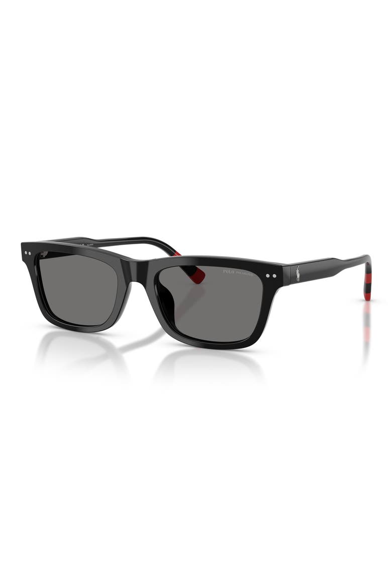 PH4240U 54mm Polarized Rectangular Sunglasses, Alternate, color, SHINY BLACK / POLAR DARK GREY