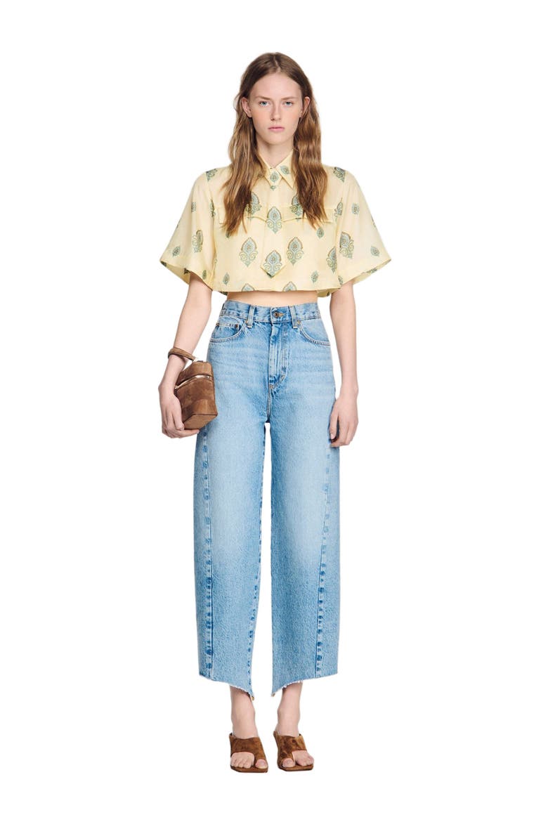 Paisley print crop top, Alternate, color, Light yellow