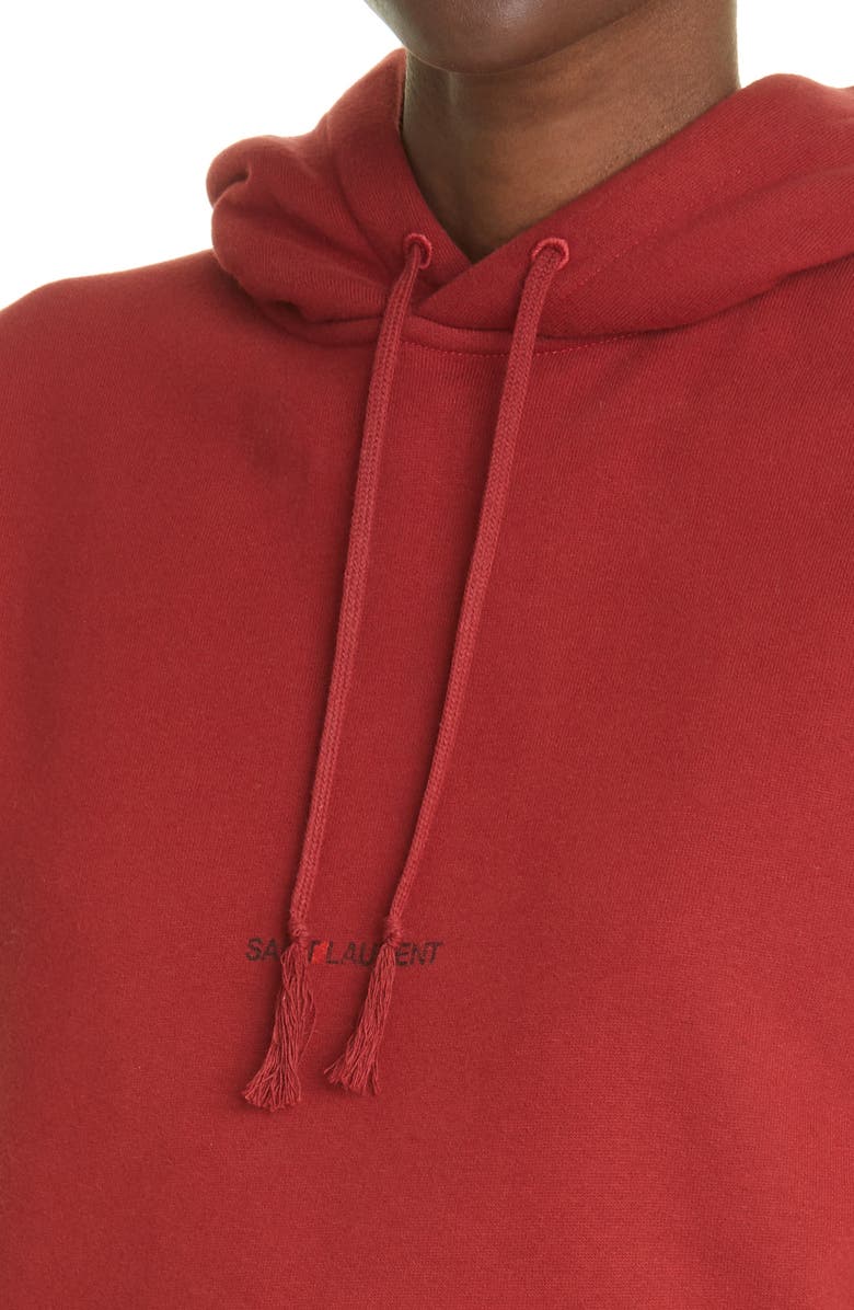 Saint Laurent Women's Logo Cotton Hoodie, Alternate, color,