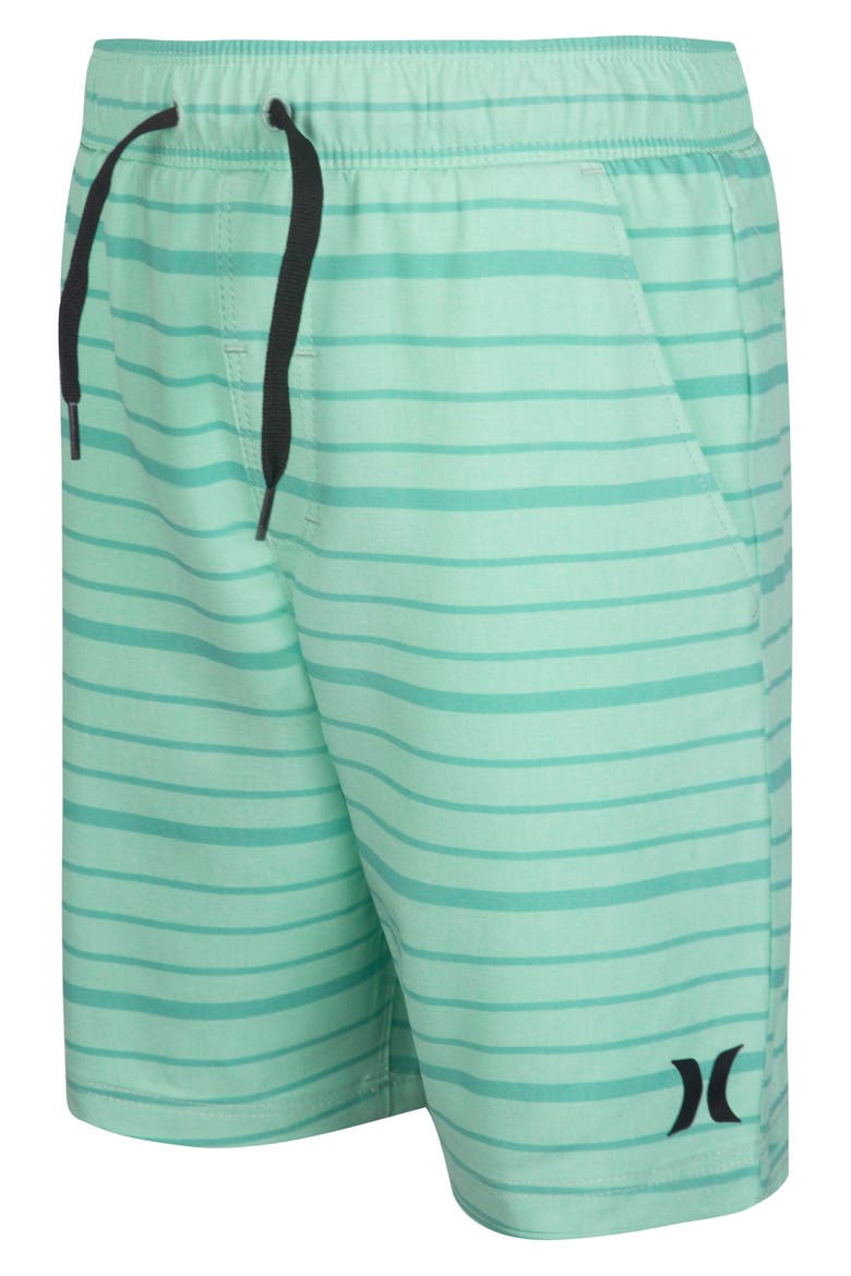 Kids' Stretch Heathered Hybrid Shorts, Alternate, color, GREEN GLOW