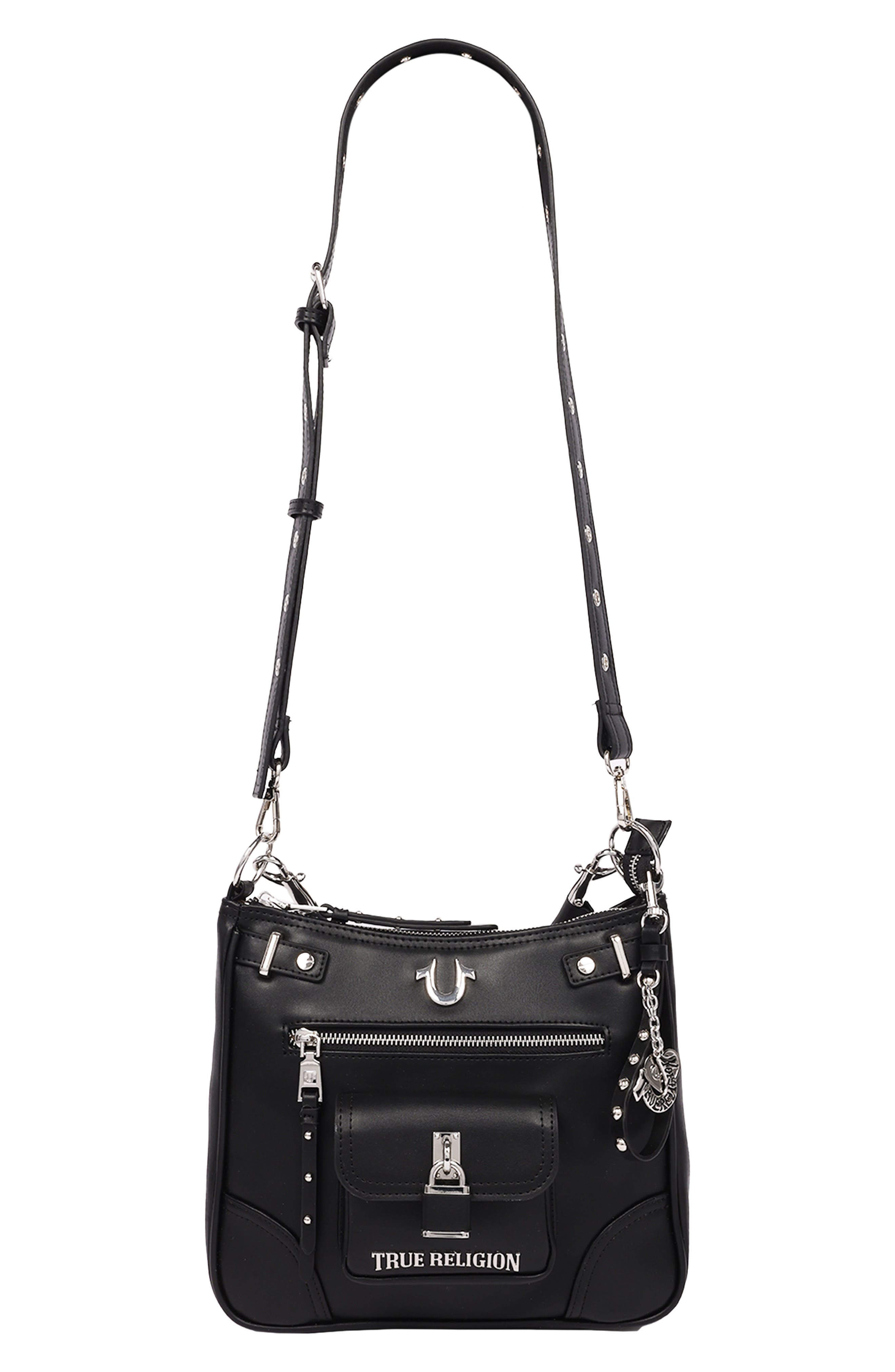 Moto Faux Leather Hobo, Alternate, color, BLACK