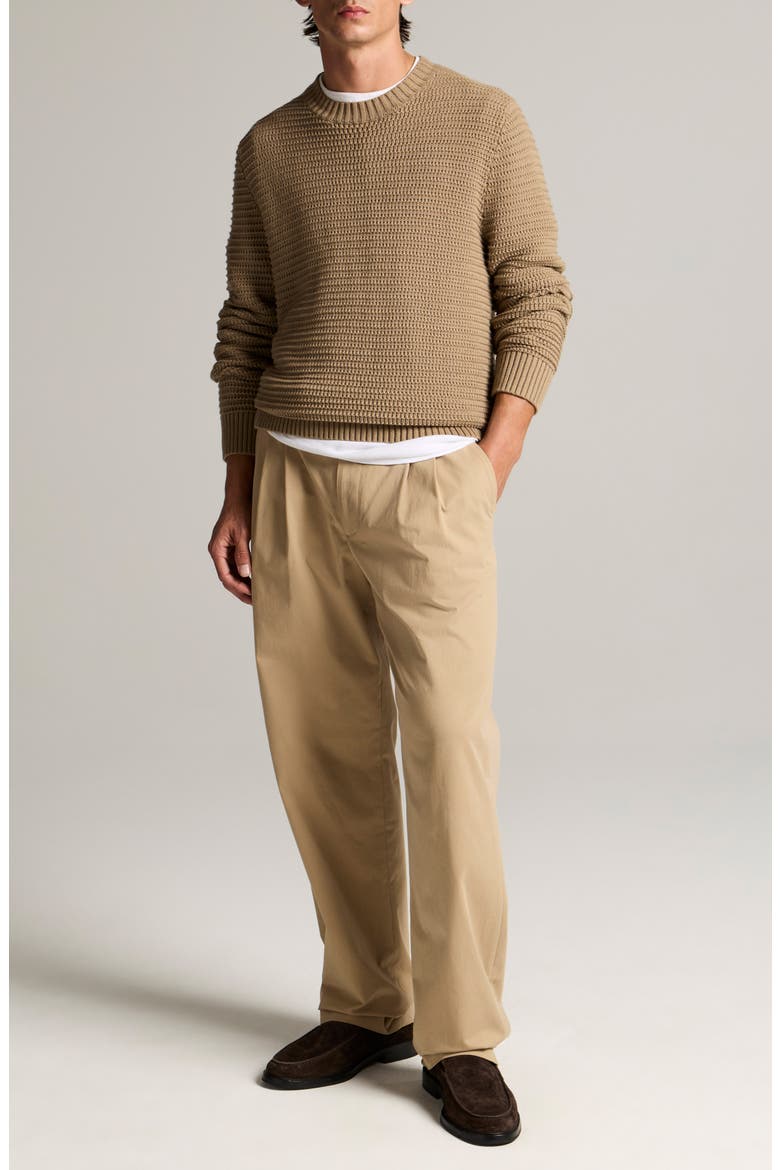Crafted Textured Cotton & Cashmere Crewneck Sweater, Alternate, color, DK PECAN