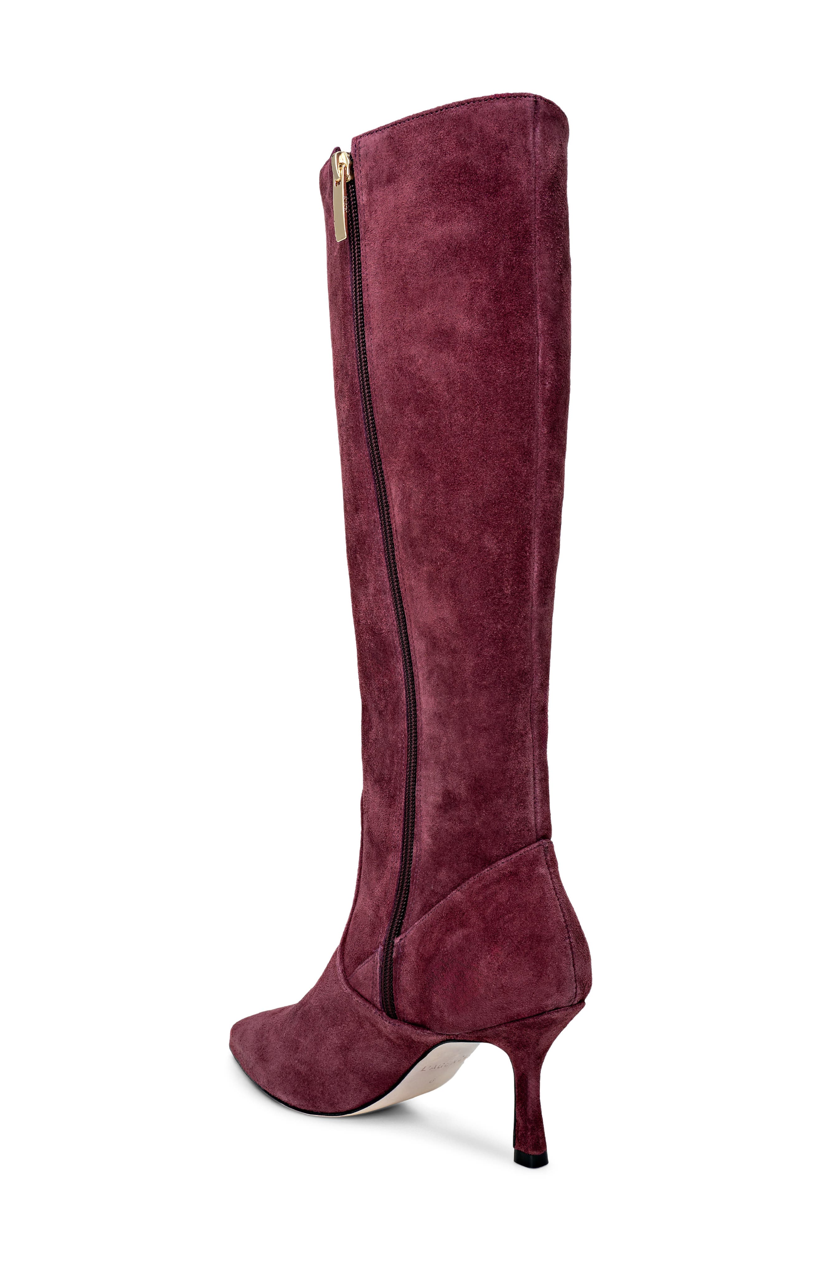 L'AGENCE Marya Knee High Boot, Alternate, color, Burgundy Suede