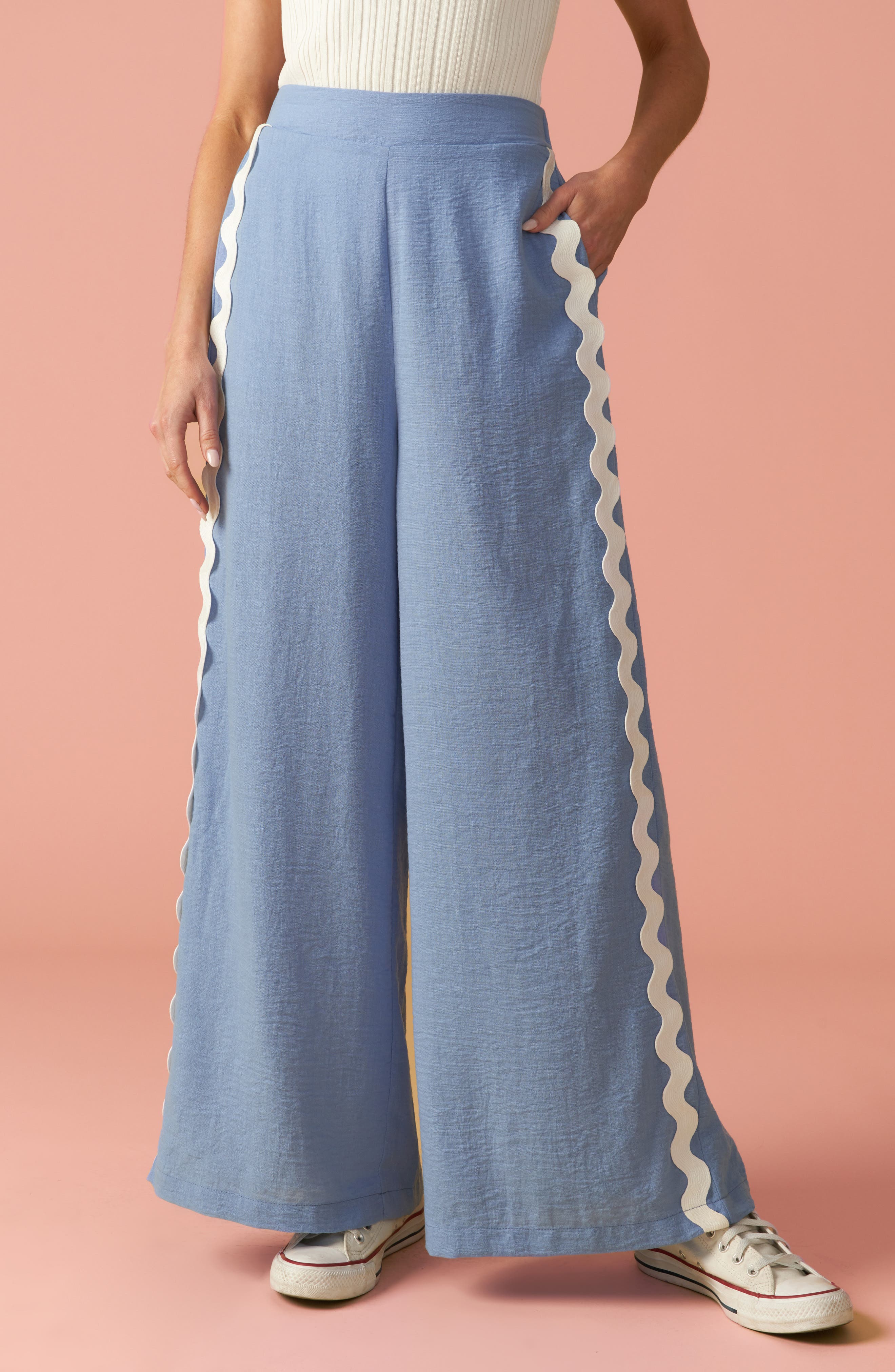 FLYING TOMATO Wavy Wide Leg Pants (Women) | Nordstromrack