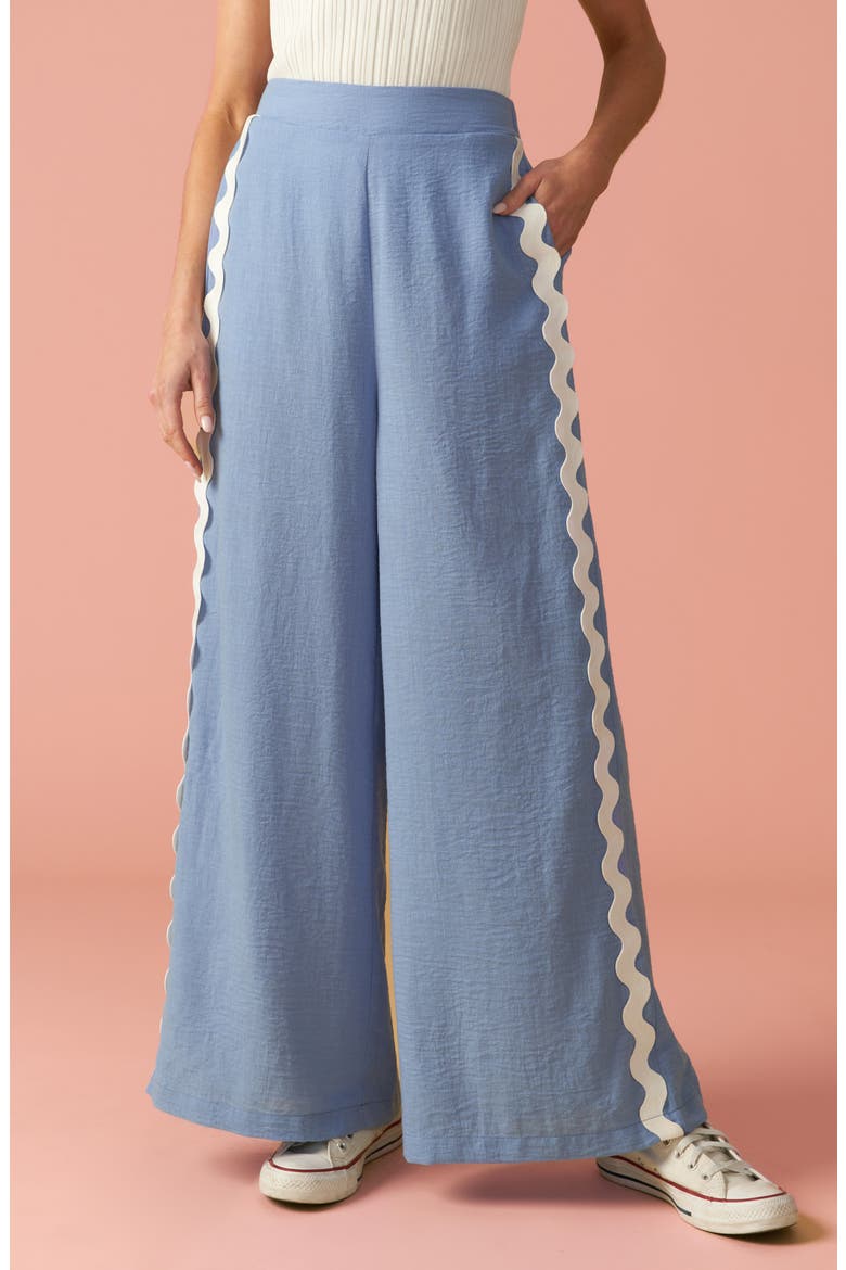 Wavy Wide Leg Pants, Alternate, color, BLUE
