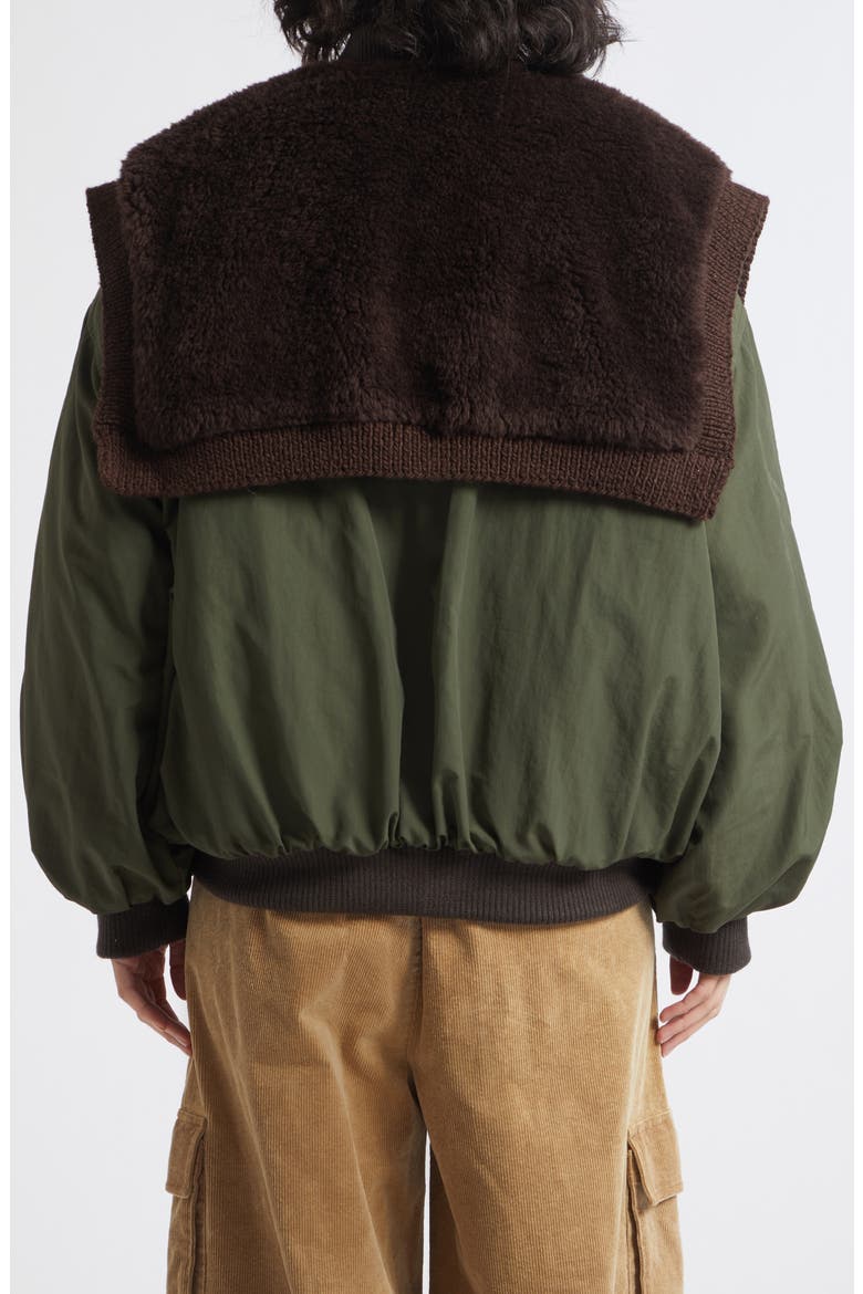 Marta Genuine Shearling Combo Bomber Jacket, Alternate, color, ARMY