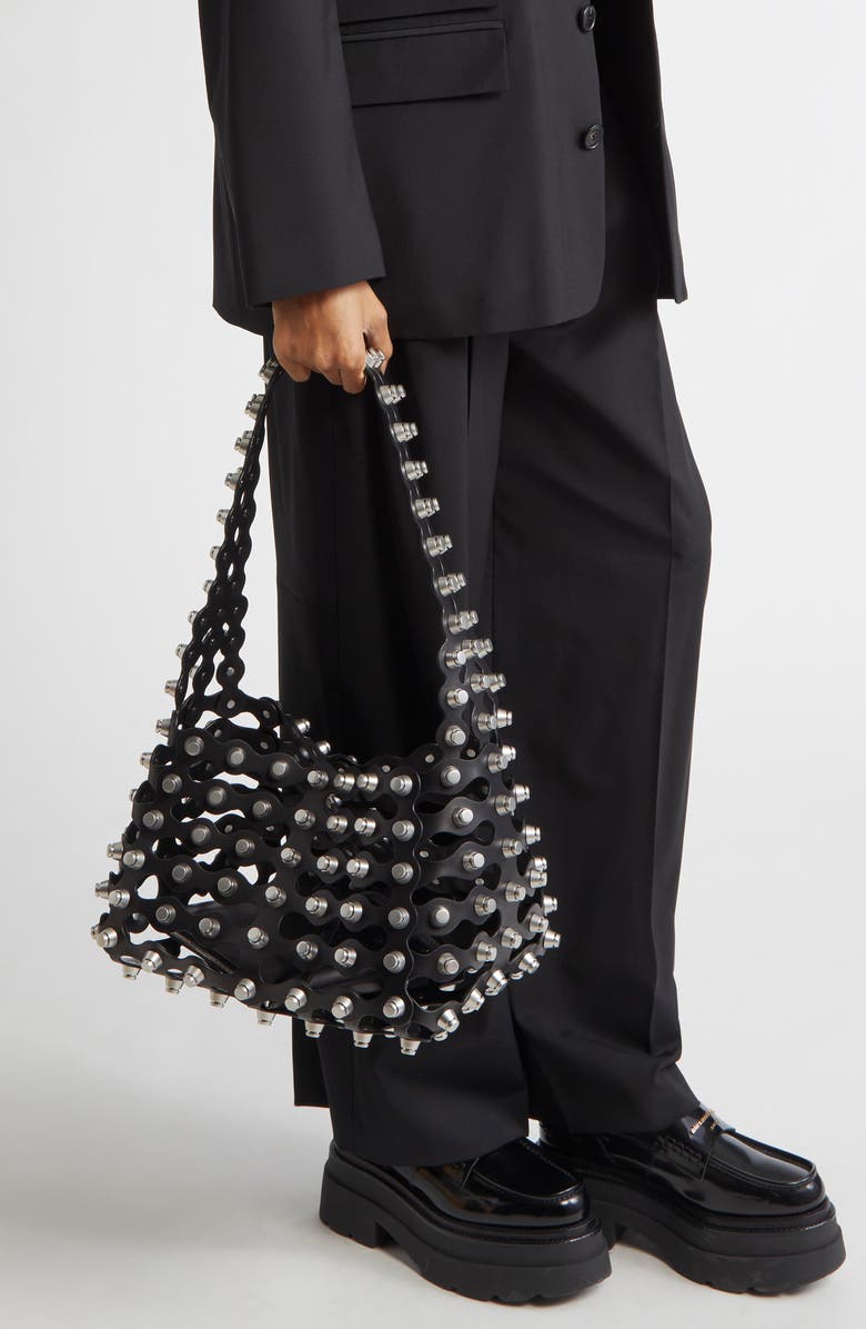 Alexander Wang Medium Rex Studded Cutout Leather Shoulder Bag, Alternate, color,
