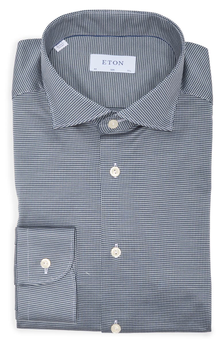 Eton King Slim Fit Check Cotton Dress Shirt, Alternate, color, 