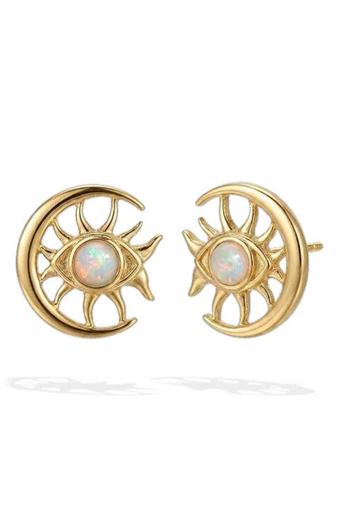 Cosmic Moon Eye Stud Earrings