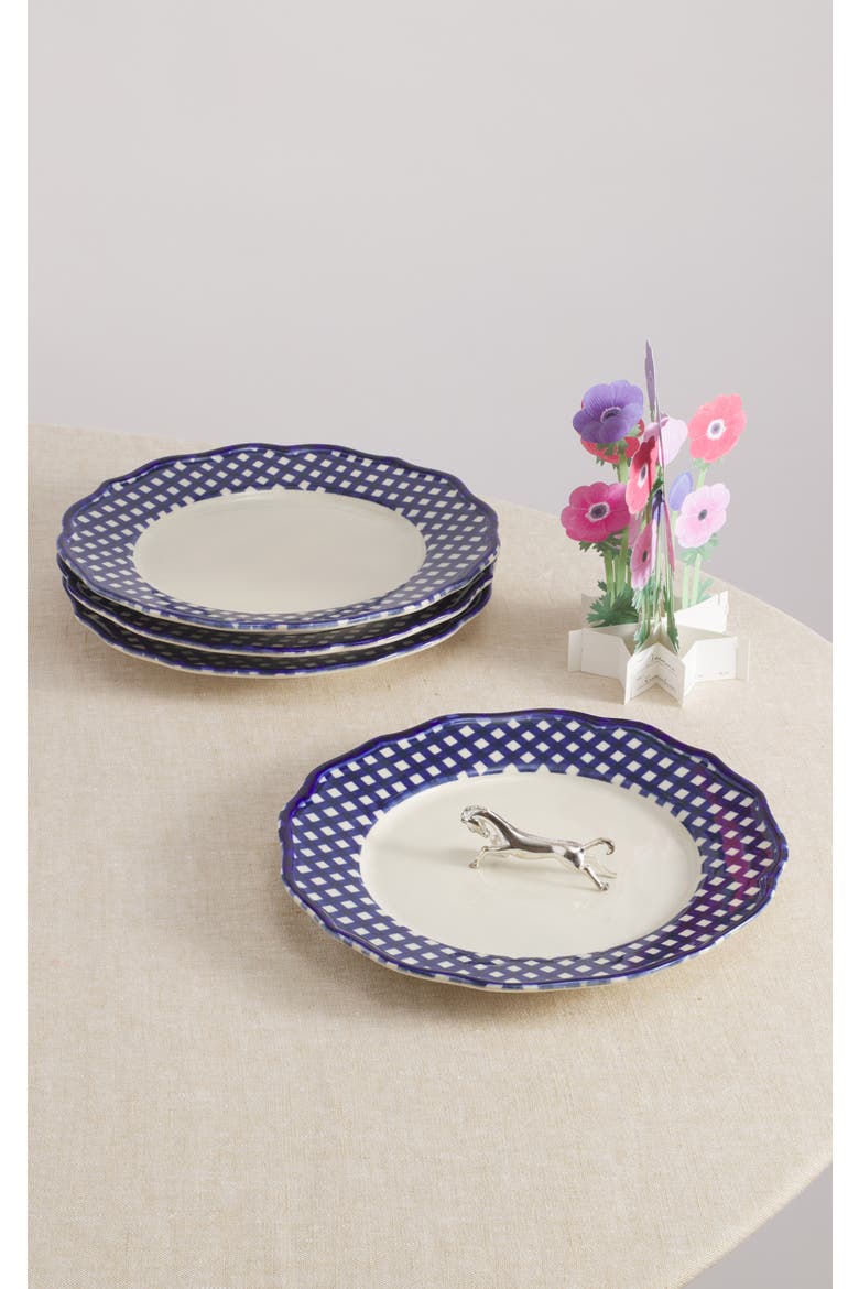 Beatrix 10.5'' Dinner Plate Set of 4, Alternate, color, Blue/Cream