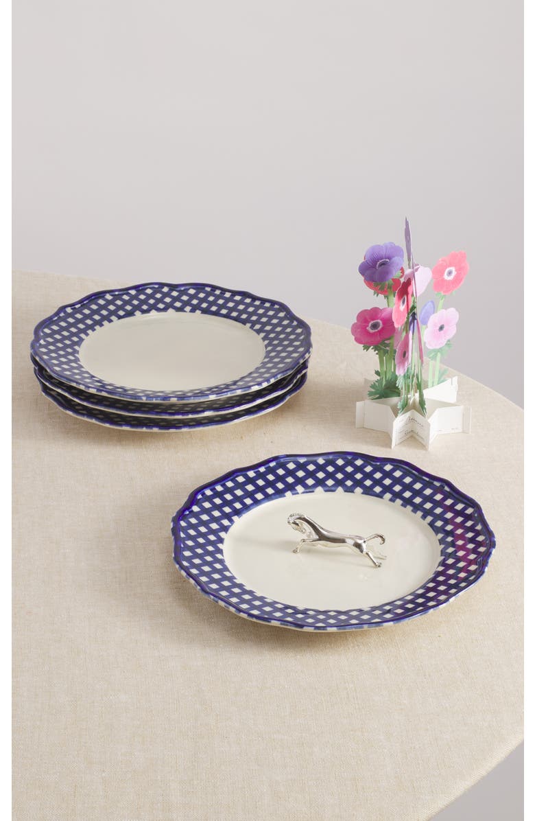 Maison Madison Home Beatrix 10.5'' Dinner Plate Set of 4, Alternate, color, Blue/Cream