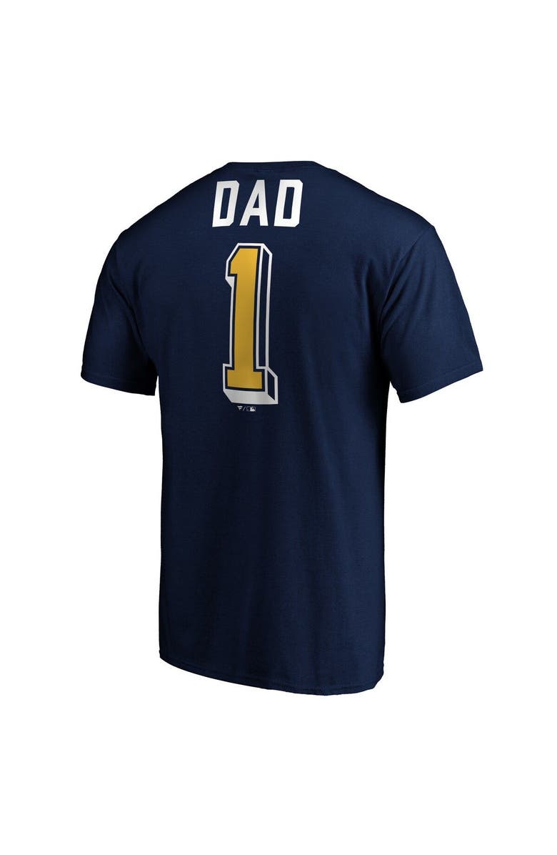 FANATICS Men's Fanatics Branded Navy Milwaukee Brewers Number One Dad Team T-Shirt, Alternate, color, 