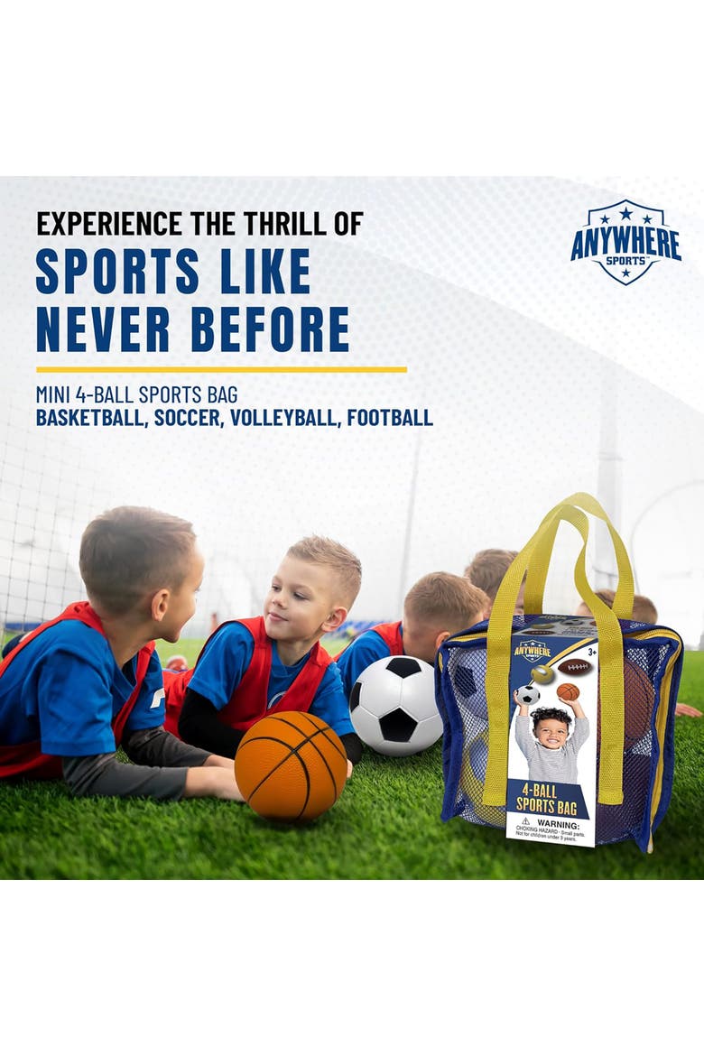 4Ball Sports Bag, Mini Foam Balls Set For Kids 3+, Alternate, color, Multicolored
