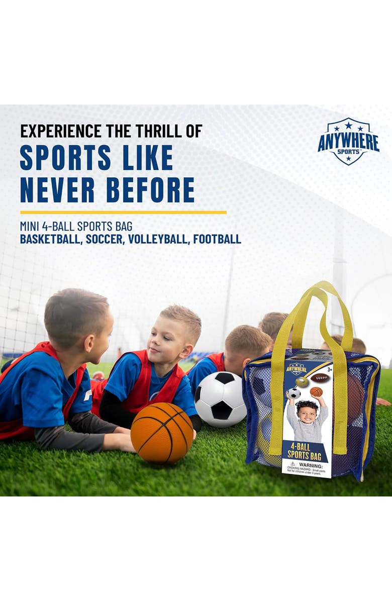 Anywhere Sports 4Ball Sports Bag, Mini Foam Balls Set For Kids 3+, Alternate, color, 