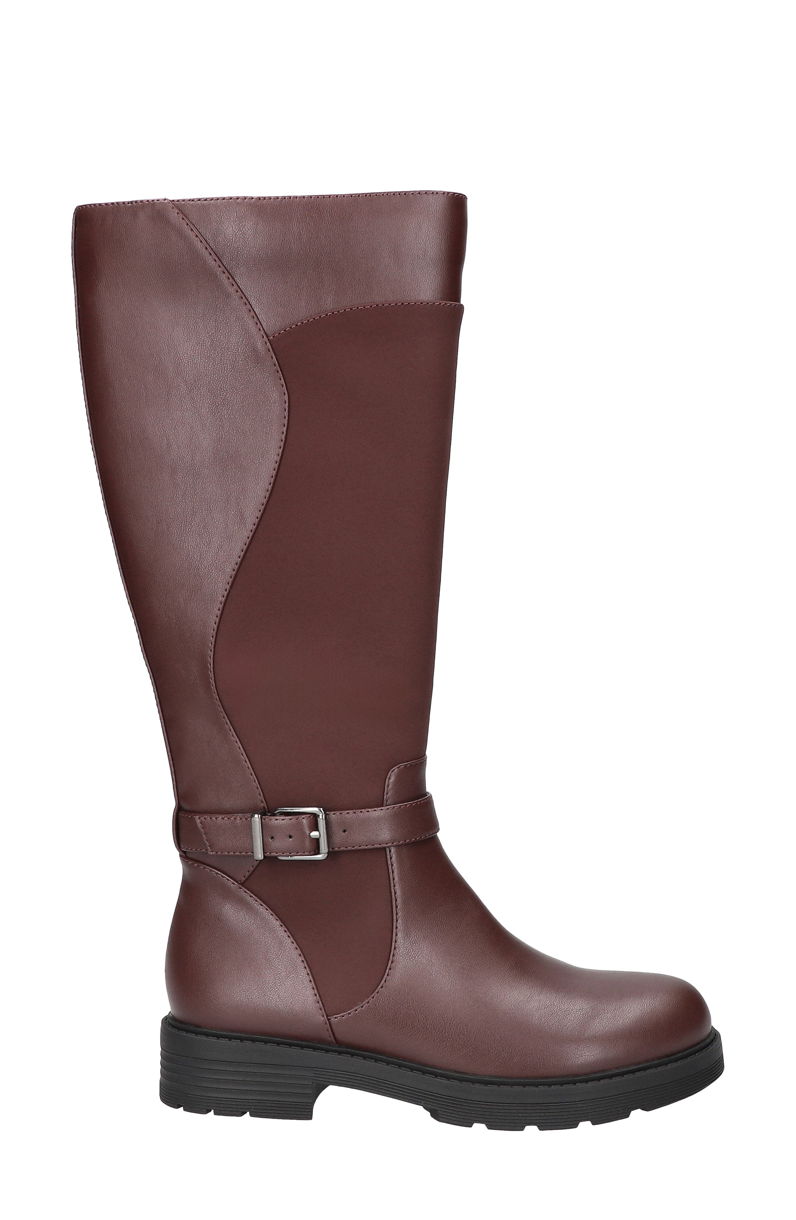 Erica Mixed Media Equestrian Boot, Alternate, color, BURGUNDY