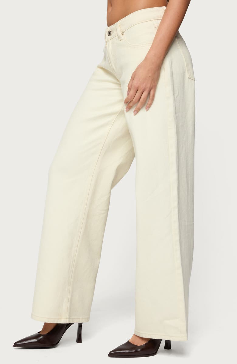 EDIKTED Roman Baggy Low Rise Wide Leg Jeans, Alternate, color, Cream