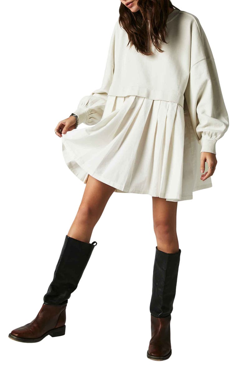 Eleanor Layered Sweatshirt Minidress, Main, color, GREY COMBO