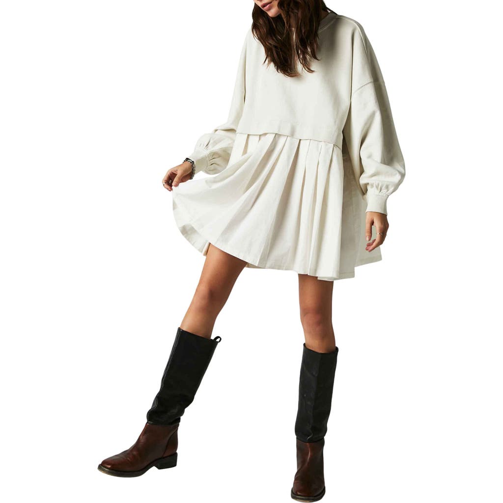 Free People Eleanor Layered Sweatshirt Minidress in Grey Combo