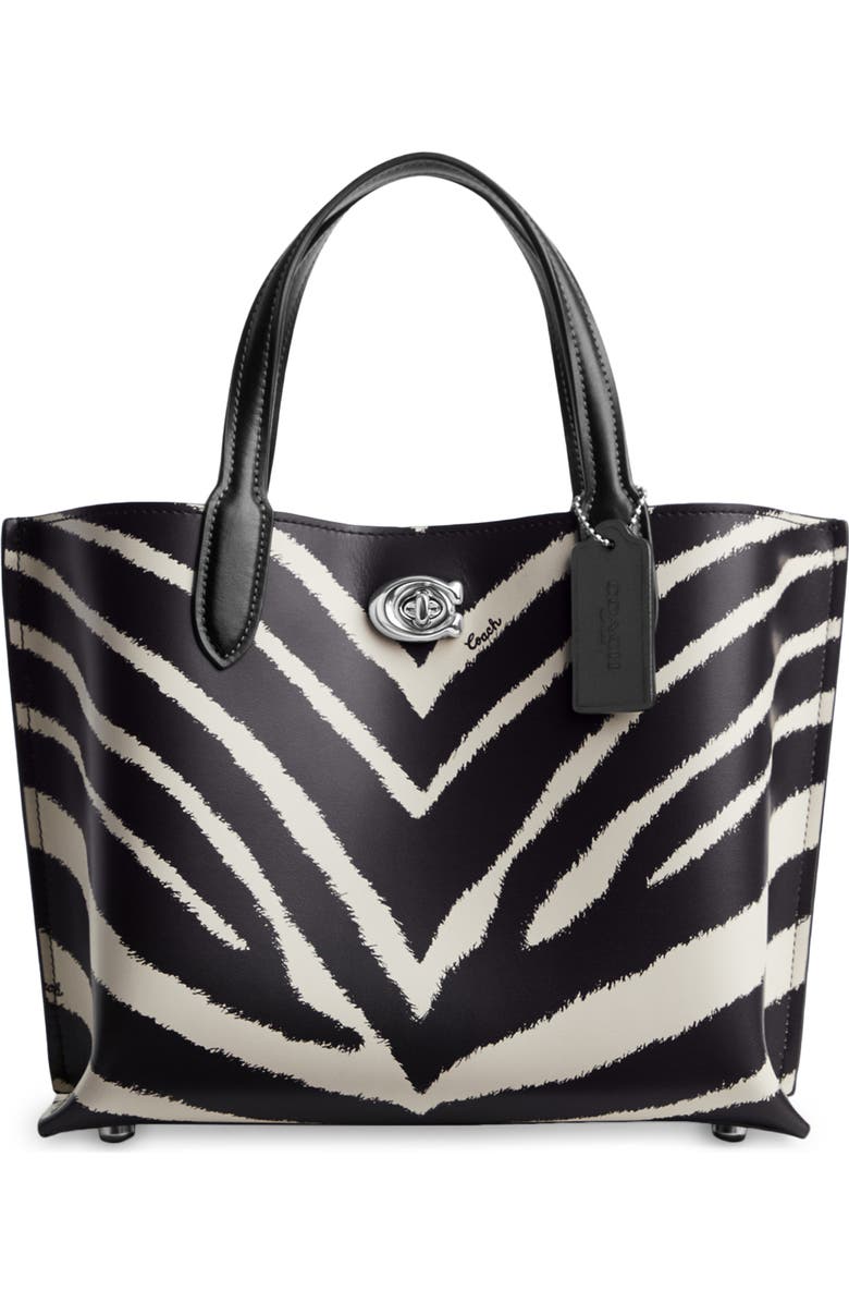 COACH Willow Zebra Print Leather Tote, Main, color,