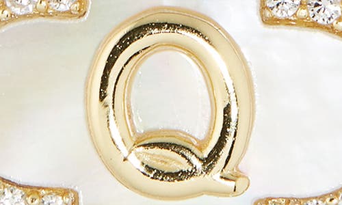 Argento Vivo Sterling Silver Clover Mother-of-pearl Initial Pendant Necklace In Gold