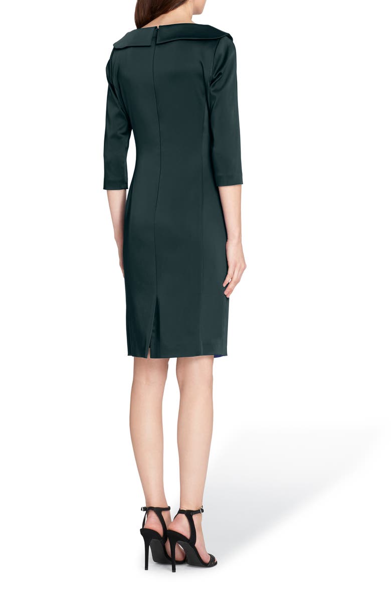 Tahari Ruched Stretch Satin Sheath Dress, Alternate, color, 